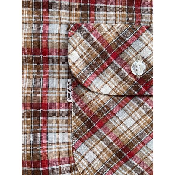 VTG 70’s Wildfire Sportswear Levi’s Brown, Beige, Tan and Red Tartan Plaid - Picture 3 of 8